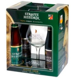Пиво "Straffe Hendrik", gift set (4 bottles &amp; glass), 0.33 л