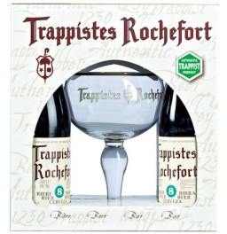 Пиво "Trappistes Rochefort 8", gift set (4 bottles &amp; glass), 0.33 л