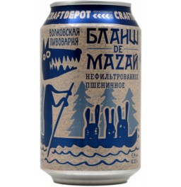 Пиво Волковская пивоварня, "Бланш де Мазай", в жестяной банке, 0.33 л