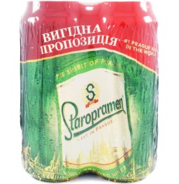Пиво "Staropramen" Premium (Ukraine), set of 4 can, 0.5 л