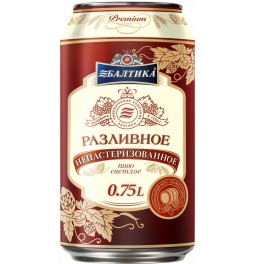 Пиво Балтика Разливное, в жестяной банке, 0.75 л