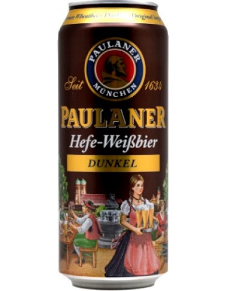 Пиво Paulaner, Hefe-Weissbier Dunkel, in can, 0.5 л