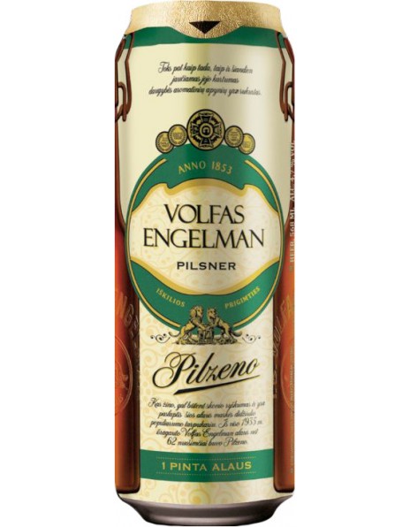 Пиво Volfas Engelman, Pilzeno, in can, 568 мл