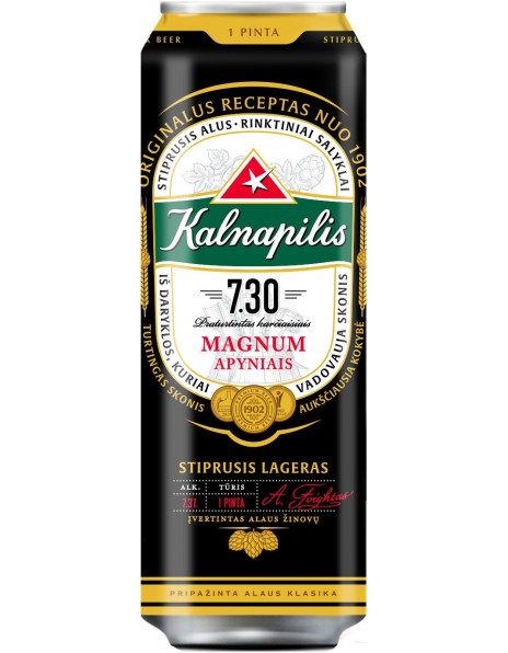 Пиво "Калнапилис" 7.30, в жестяной банке, 568 мл
