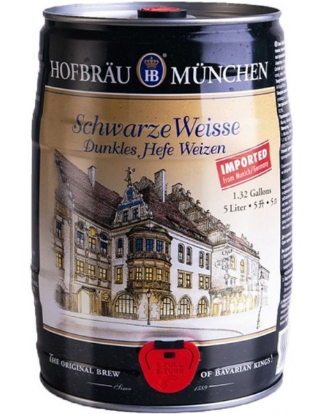 Пиво "Hofbrau" Schwarze Weisse, mini keg, 5 л