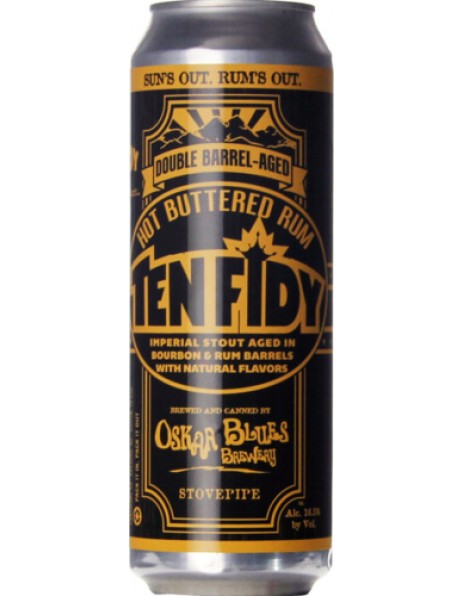 Пиво Oskar Blues, "Ten Fidy" Double Barrel-Aged Hot Buttered Rum, in can, 568 мл
