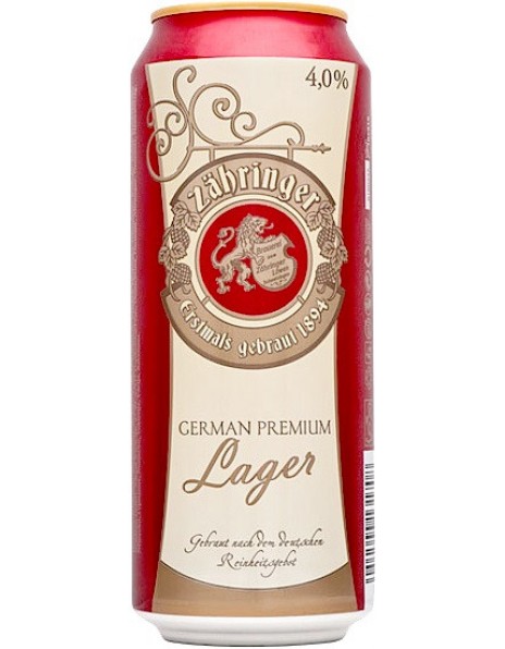 Пиво "Zahringer" Lager, in can, 0.5 л