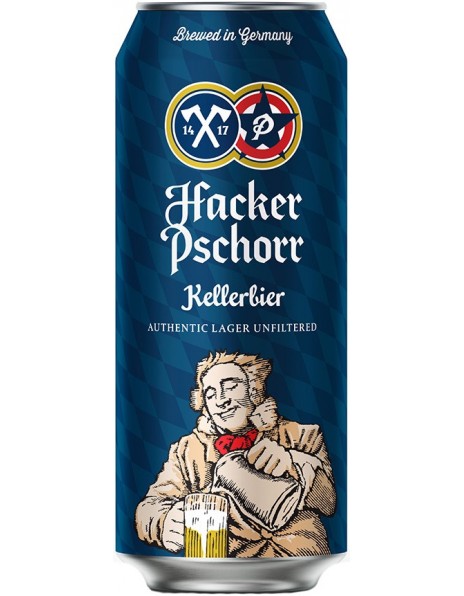 Пиво Hacker-Pschorr, Kellerbier, in can, 0.5 л