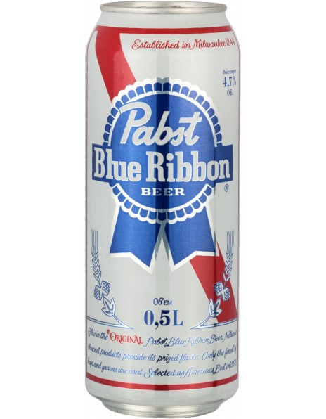Пиво "Pabst Blue Ribbon", in can, 0.5 л