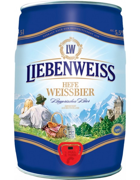 Пиво "Liebenweiss" Hefe-Weissbier, mini keg, 5 л