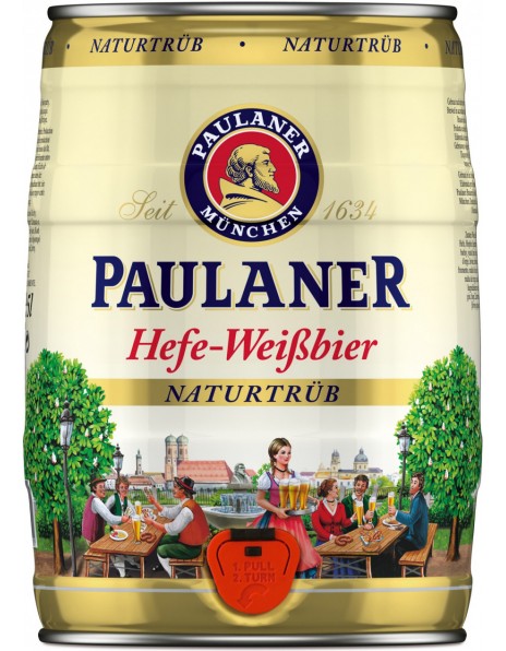 Пиво Paulaner, Hefe-Weissbier Naturtrub, mini keg, 5 л