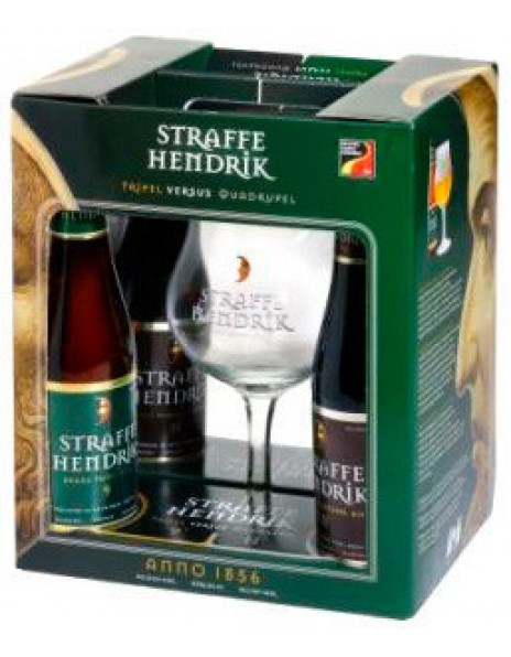 Пиво "Straffe Hendrik", gift set (4 bottles &amp; glass), 0.33 л
