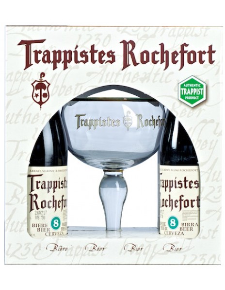 Пиво "Trappistes Rochefort 8", gift set (4 bottles &amp; glass), 0.33 л