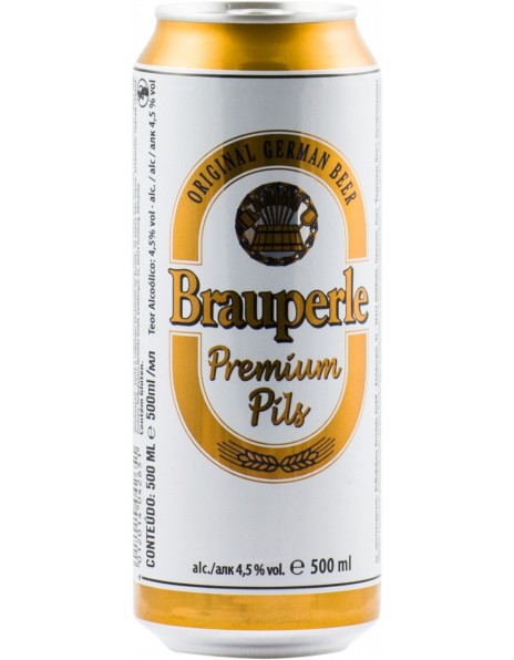 Пиво "Brauperle" Premium Pils, in can, 0.5 л
