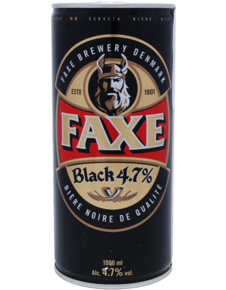 Пиво "Faxe" Black, in can, 1 л