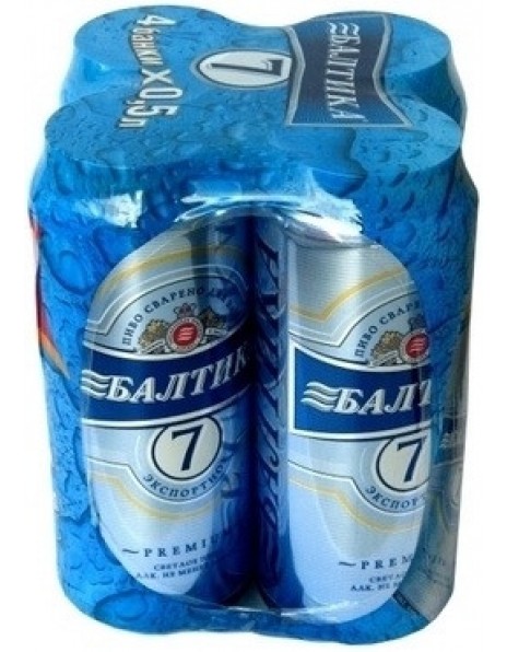 Пиво "Балтика №7" Экспортное (Украина), упаковка из 4-х банок, 0.5 л